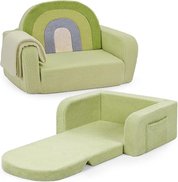 Kids Couch, 2-in-1 Soft Toddler Couch Fold Out by Unknown