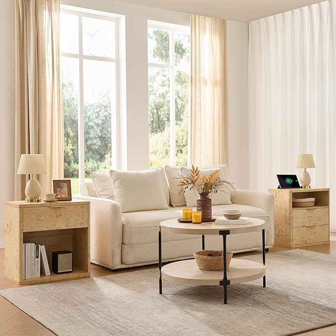 Round Boho Wood Coffee Table - Image 5