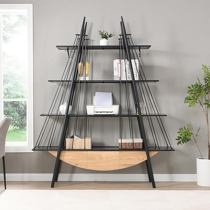 4 Tier Modern Boat-Shaped Bookshelf - Image 4