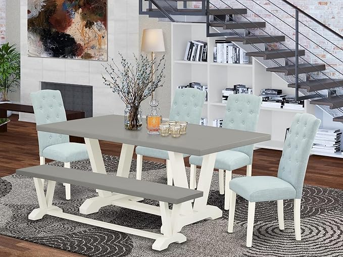 East West Furniture V097CE215-6 6 Piece Dining Set Contains a Rectangle Dining - Image 2