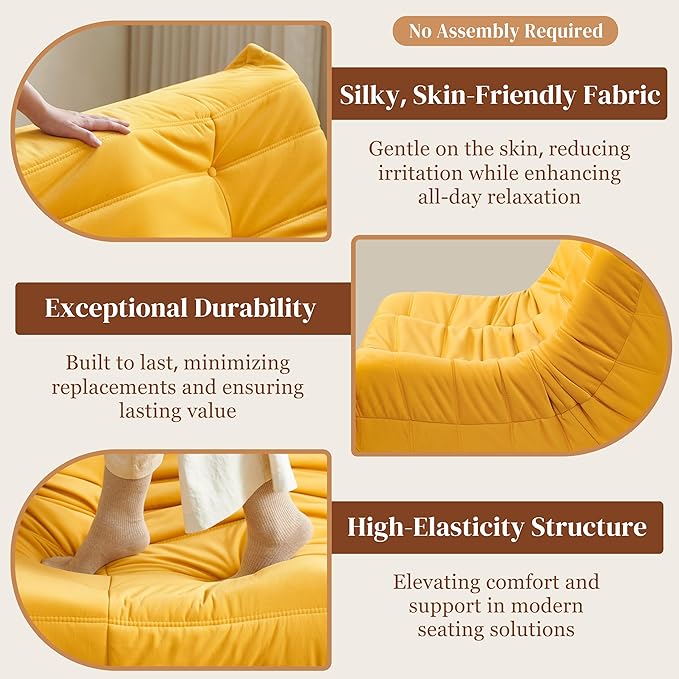 Bean Bag Chair, Loveseat Fireside Chair Bean Bag Sofa - Image 4
