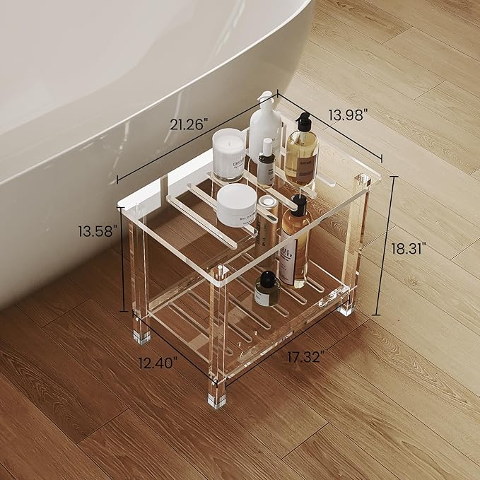 Acrylic Shower Bench for Inside Shower 13.98" D X 21.26" W X 18.31" H, Heavy - Image 2
