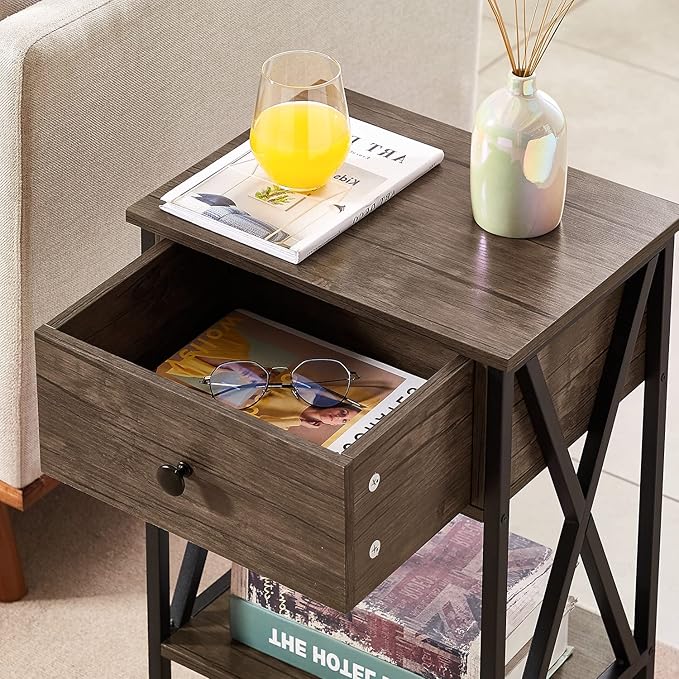 VECELO Nightstands Set of 2, Modern Bedside End Tables, Night Stands - Image 9