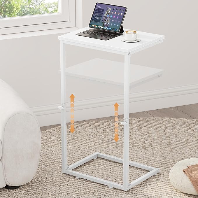 Vagusicc C Shaped End Table for Couch, 33.2'' Extra Tall C Table Adjustable by Vagusicc