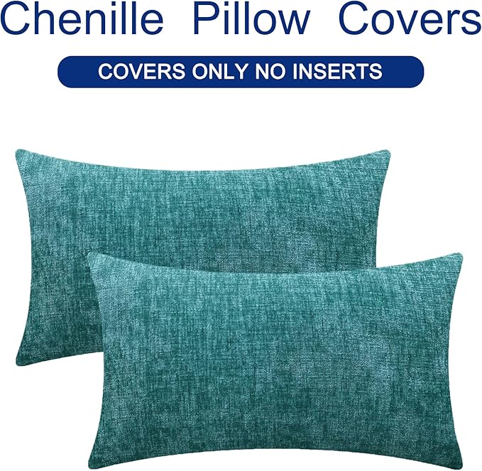 CaliTime Throw Pillow Covers Decorative 12 X 20 Inches Pack of 2 Cozy Chenille - Image 6