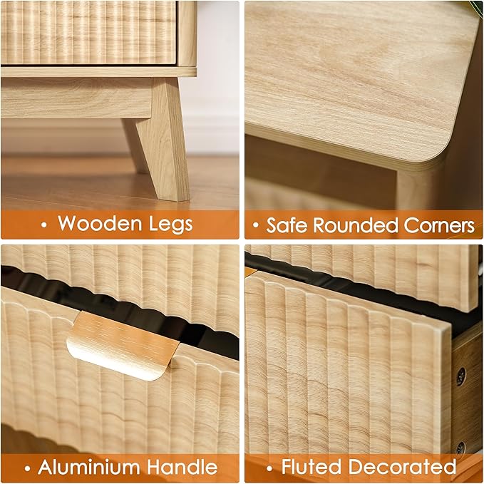 LYNCOHOME Fluted Nightstand Set of 2 - Image 6