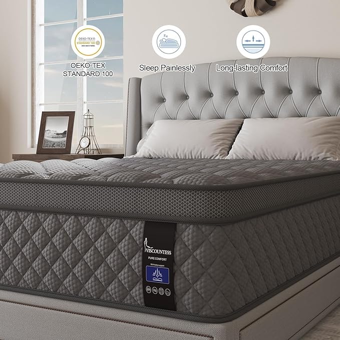 Full Mattress, 12 Inch Hybrid Mattresses Grey, Mattress Medium Firm - Image 7