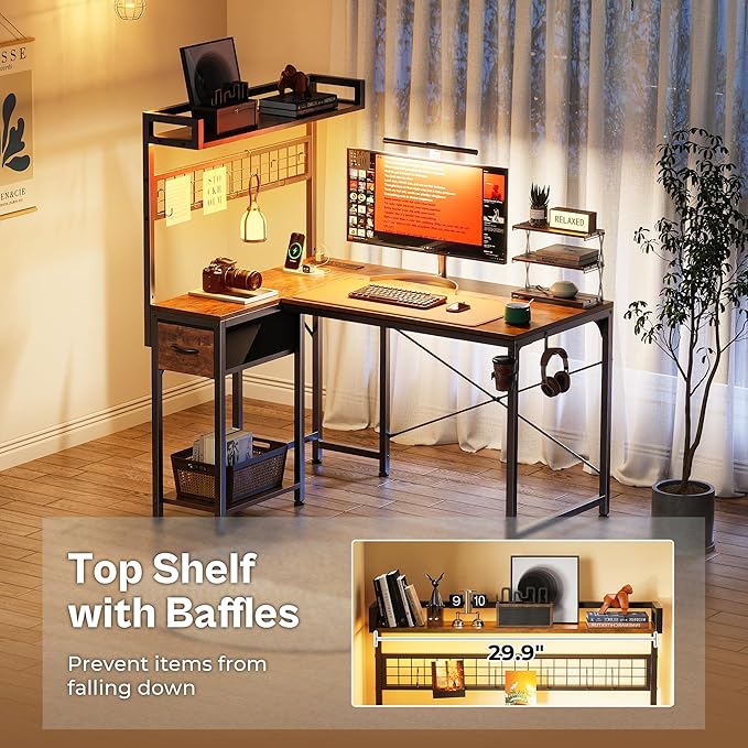 PRAISUN L Shaped Gaming Desk - Image 7