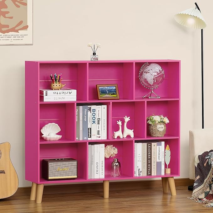 LEYAOYAO 10 Cube Bookshelf, 3 Tier Modern Wide Bookcase - Image 5
