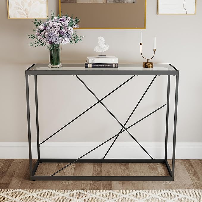 OIOG Glass Console Table for Entryway, Modern Sofa Table - Image 2