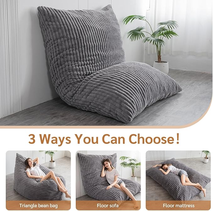 BYBYME 3 in 1 Bean Bag Chairs, Bean Bag Bed - Image 6