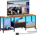 TV Stand with LED Lights, Entertainment Center with Open Shelves and Fabric by JARHETUN