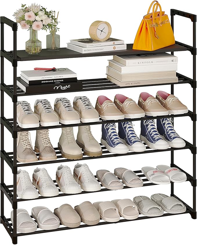 Calmootey 6-Tier Shoe Rack, Tall Large Capacity 30 Pairs Shoes Storage Organizer by Calmootey