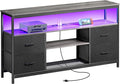 Huuger TV Stand Dresser with Power Outlets and LED Lights, 4 Drawers by Huuger