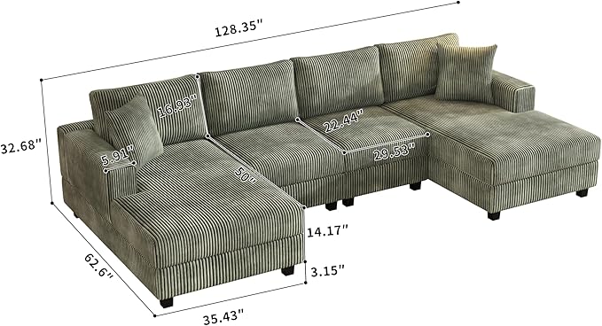 Oversized Symmetrical U Shaped Modular Sectional Sofa - Image 2