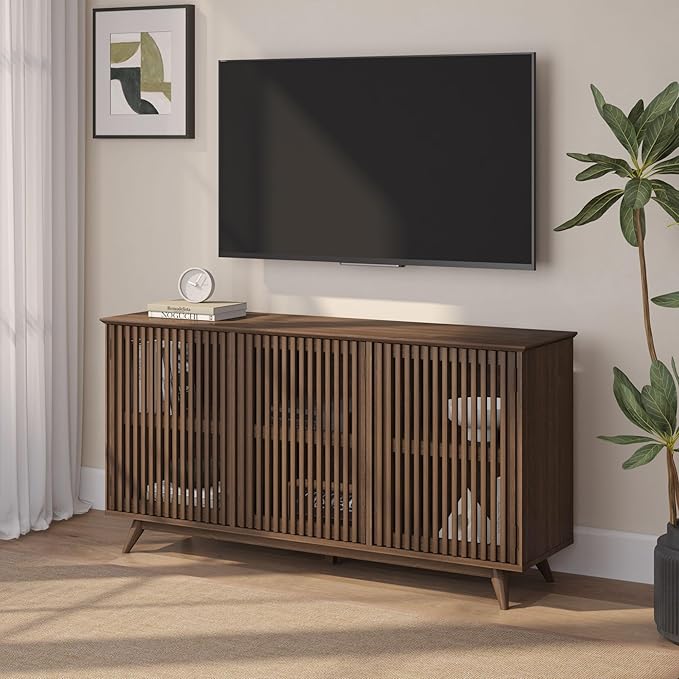 Plank+Beam Mid-Century Modern Wood TV Stand, Three Door Solid Wood - Image 9