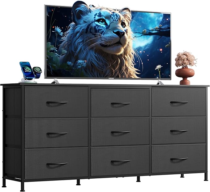 WLIVE 54''W Dresser for Bedroom, 65 inch TV, Wide Chest of Drawers by WLIVE