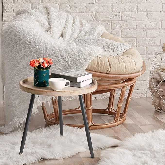 LITA Log Desktop Round Side End Table, Nightstand Tables, Indoor Outdoor Round - Image 7
