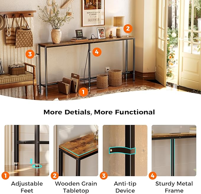 SUPERJARE 70 Inch Console Table - Image 8