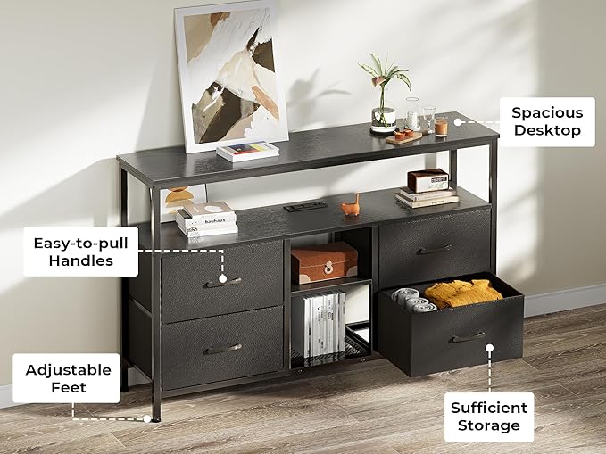 Huuger TV Stand Dresser with Power Outlets and LED Lights, 4 Drawers - Image 7