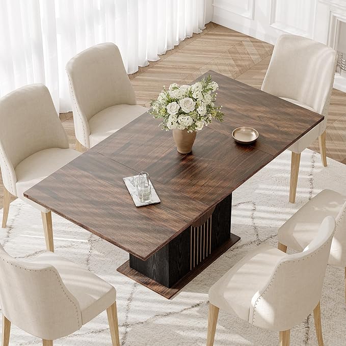 LITTLE TREE Rectangle Dining Table, Modern Kitchen Table Set - Image 2