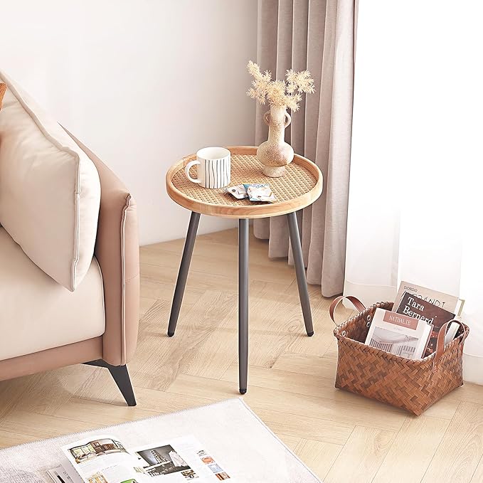 LITA Rattan Log Desktop Round Side End Table, Nightstand/Small Tables, Indoor - Image 6
