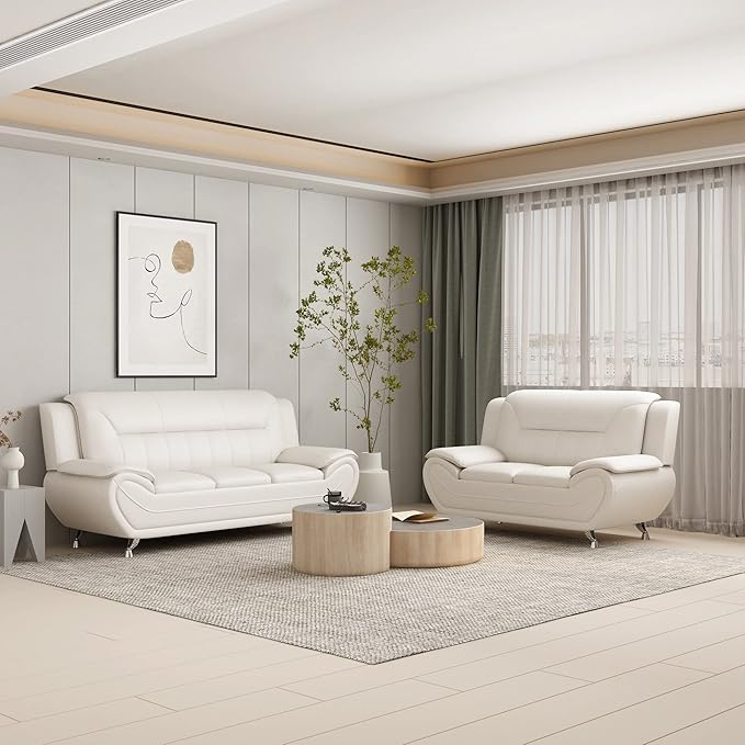 Container Furniture Direct Michael Modern Faux Leather Upholstered Stainless - Image 3