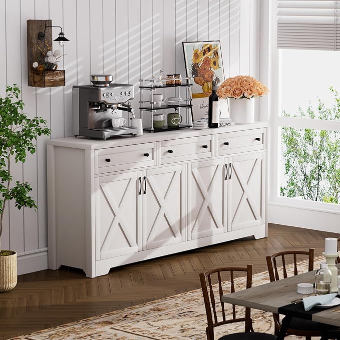 66'' Farmhouse Sideboard Buffet Cabinet - Image 4