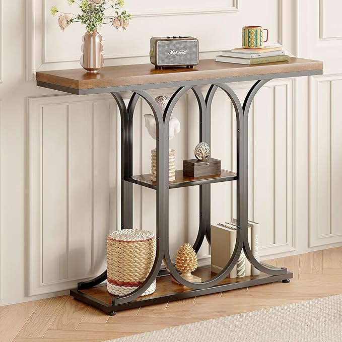 GiftGo Narrow Console Table for Entryway Industrial Sofa Table Behind Couch by GiftGoDirect