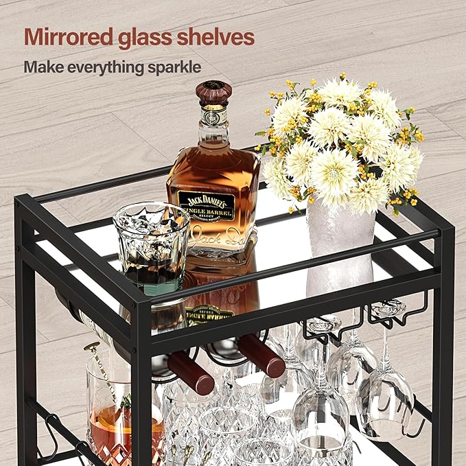 TUTOTAK Bar Cart, Home Bar Serving Cart - Image 4