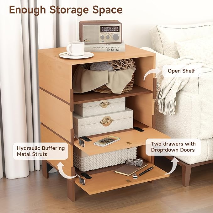 Sebastack End Table, Customizable 3 Drawers Bedside Table, Night Stand - Image 3