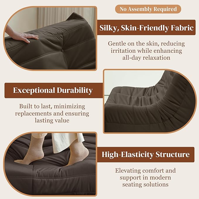 Bean Bag Chair, Loveseat Fireside Chair Bean Bag Sofa - Image 4