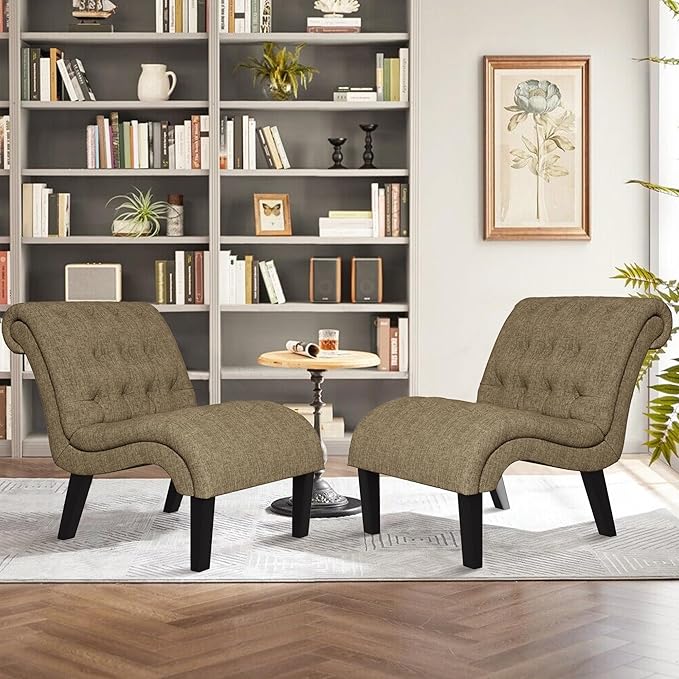 Yongqiang Accent Chair for Bedroom Living Room Modern Button Tufted Upholstered - Image 5