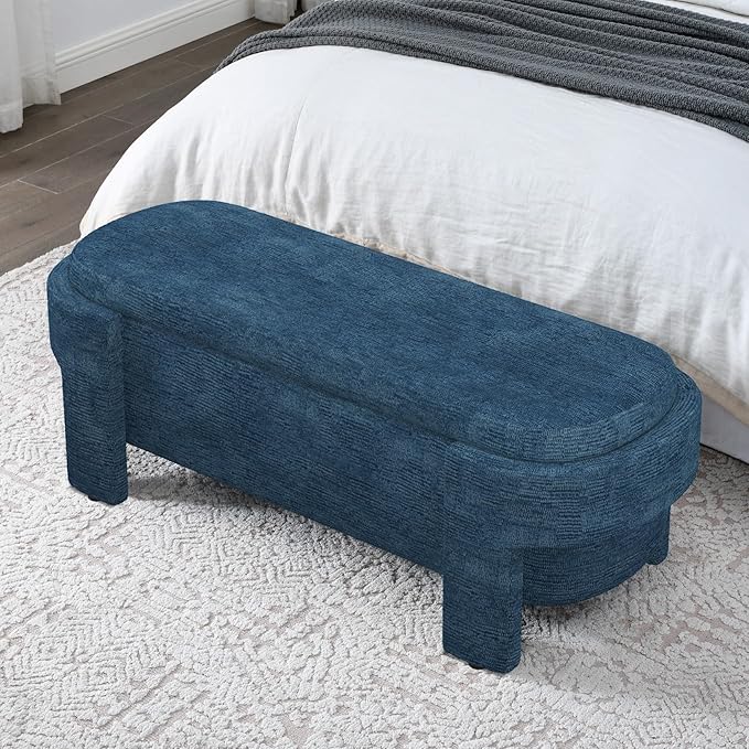 KEIKI 51" Linen Ottoman Bench - Image 4