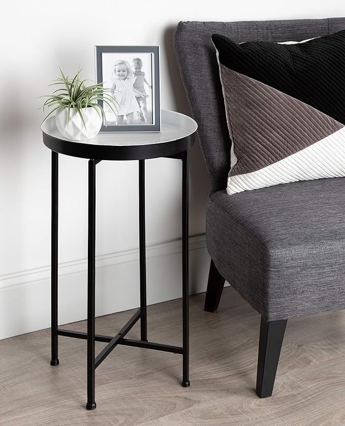 Kate and Laurel Celia Round Foldable Tray Accent Table, Modern Minimalist - Image 2