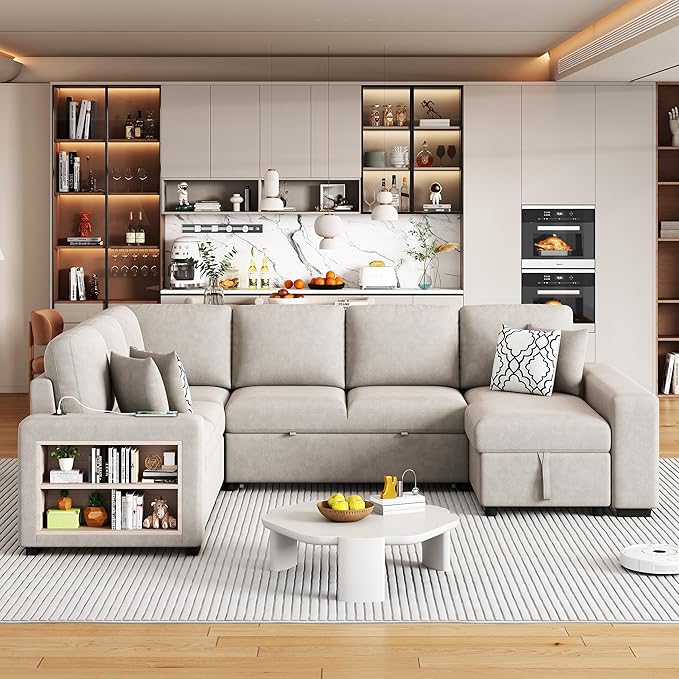 109" U-shaped Sectional Pull-out Sofa Bed - Image 3