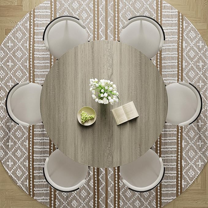 IRONCK 51" Round Dining Table for 6, Wood Kitchen Table - Image 7