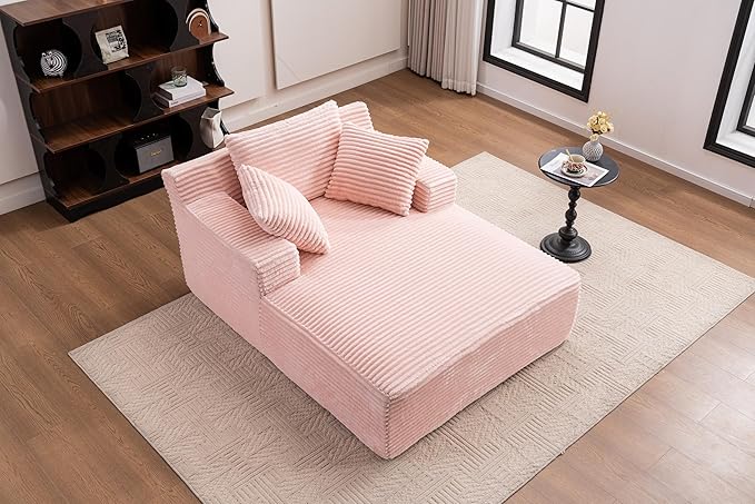 Oversized Chaise Daybed Lounge Sleeper Chair Sofa Bed Indoor, Fluffy Corduroy - Image 3