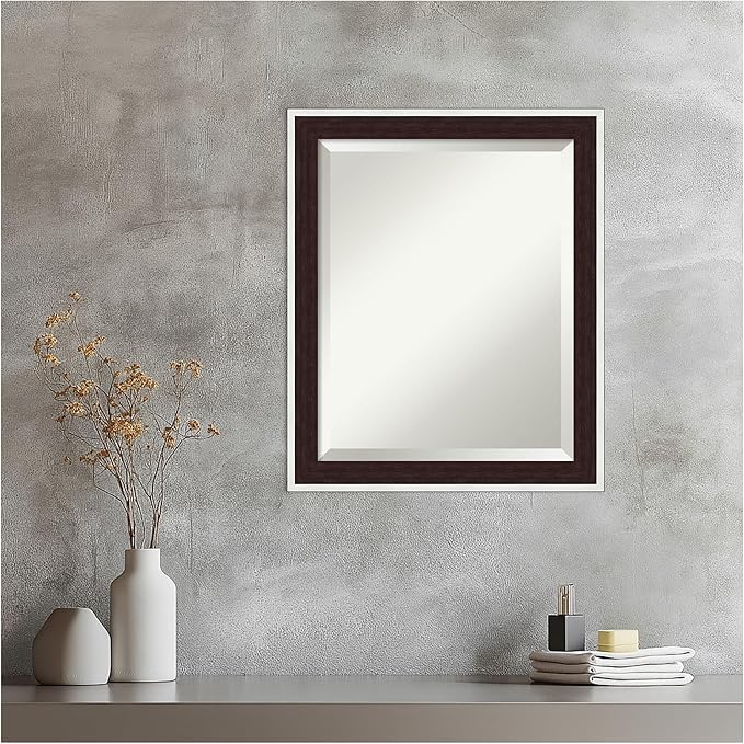 Amanti Art Wall Mirror 23x19 Maya Espresso Silver Rectangle Bathroom Mirror - Image 6