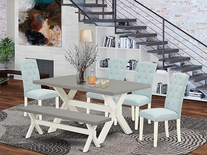 East West Furniture X097CE215-6 6 Piece Dining Room Table Set Contains a - Image 2