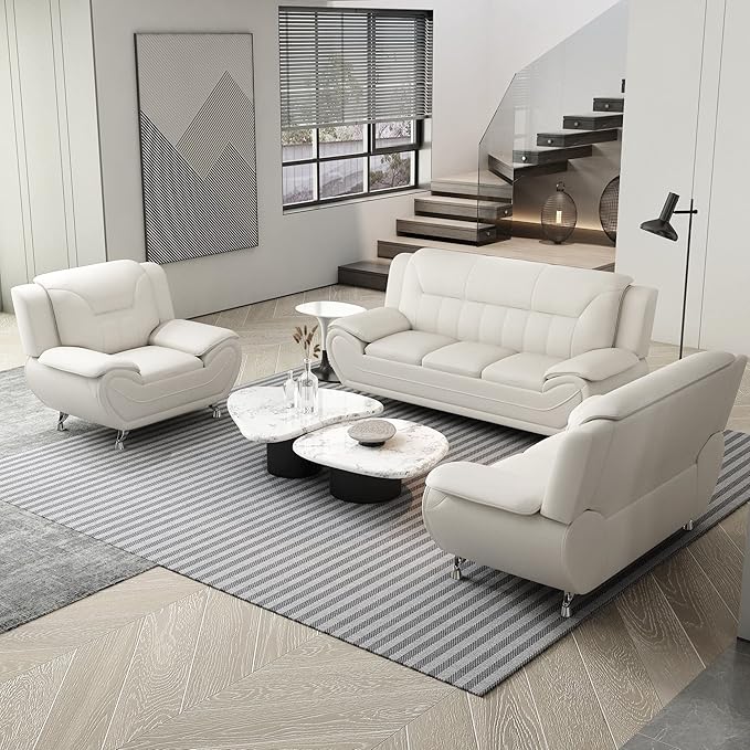 Container Furniture Direct Michael Modern Faux Leather Upholstered Stainless - Image 4