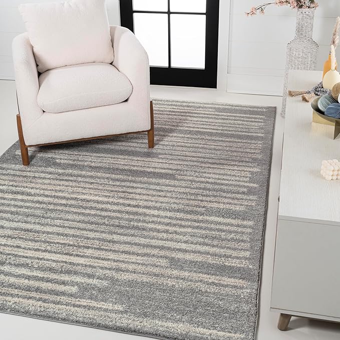 JONATHAN Y Khalil Modern Berber Stripe Gray/Cream Indoor Area Rug, Contemporary by JONATHANY