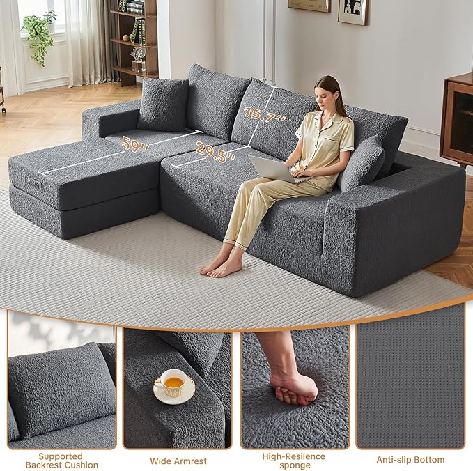 108" Modular Sectional Cloud Sofa - Image 4
