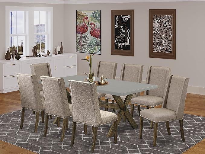 East West Furniture X797FL716-9 9 Piece Dining Set Includes a Rectangle Dining by EastWestFurniture