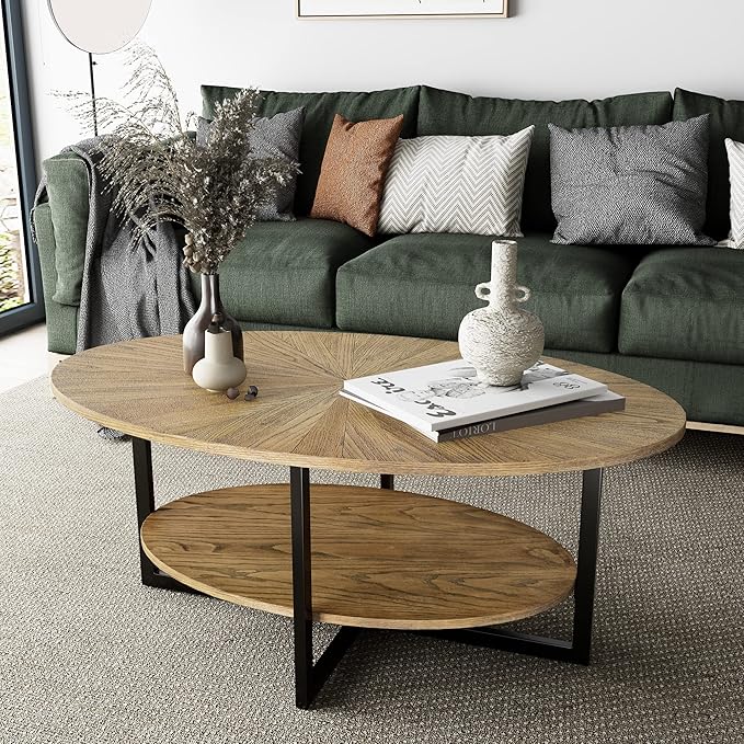 Solid Wood Oval Coffee Table - Image 3