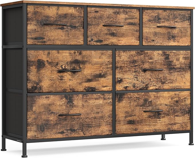 SONGMICS Dresser for Bedroom, Chest of Drawers, TV Stand, 7 Non-Woven Fabric by SONGMICSbySONGMICSHOME