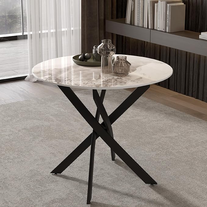 Marble Round Dining Table for 2-4 by NIERN