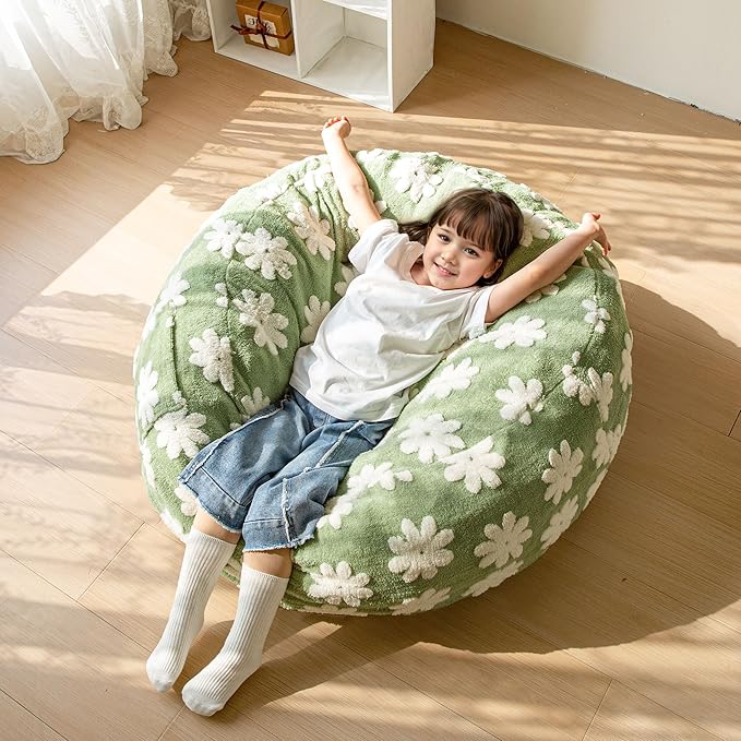 MAXYOYO Bean Bag Chair for Kids, Floral Pattern Lazy Chair - Image 3