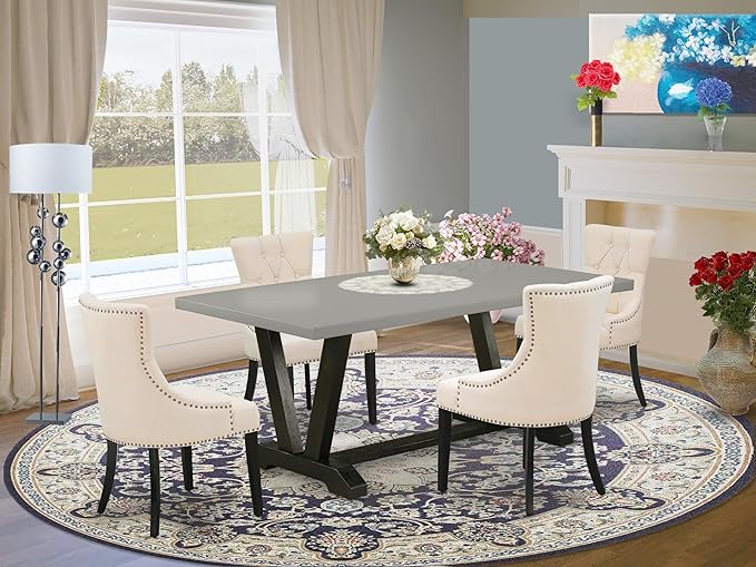 East West Furniture V697FR102-5 5 Piece Dining Set Includes a Rectangle Dining - Image 2