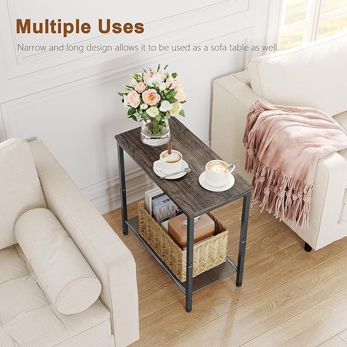 Hoctieon 2 Tier End Table, Sofa Side Table, Narrow Side Table - Image 4